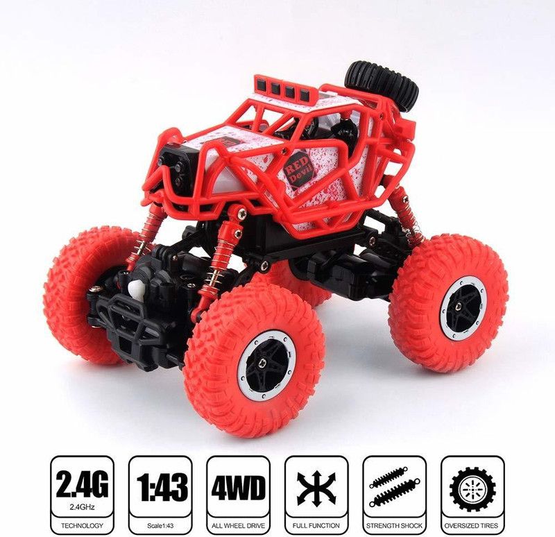 zest 4 toyz 1:43 2.4Ghz Radio Remote Control Mini Rock Crawlers Truck Rock Climbing Car  (Red)