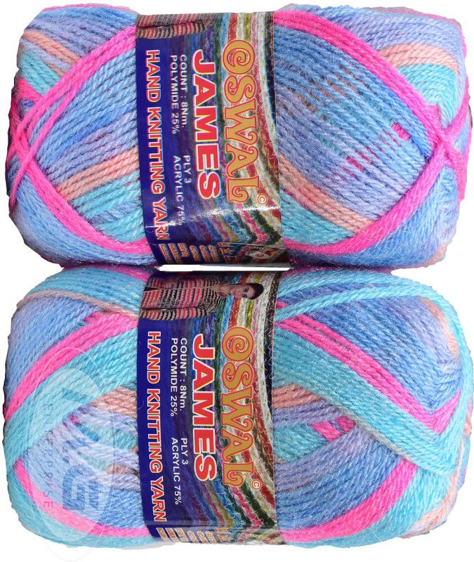 Simi Enterprise Oswal James Knitting Yarn Wool, Blue mix Ball 200 gm Best Used with Knitting Needles, Crochet Needles Wool Yarn for Knitting. By Oswa SM-O