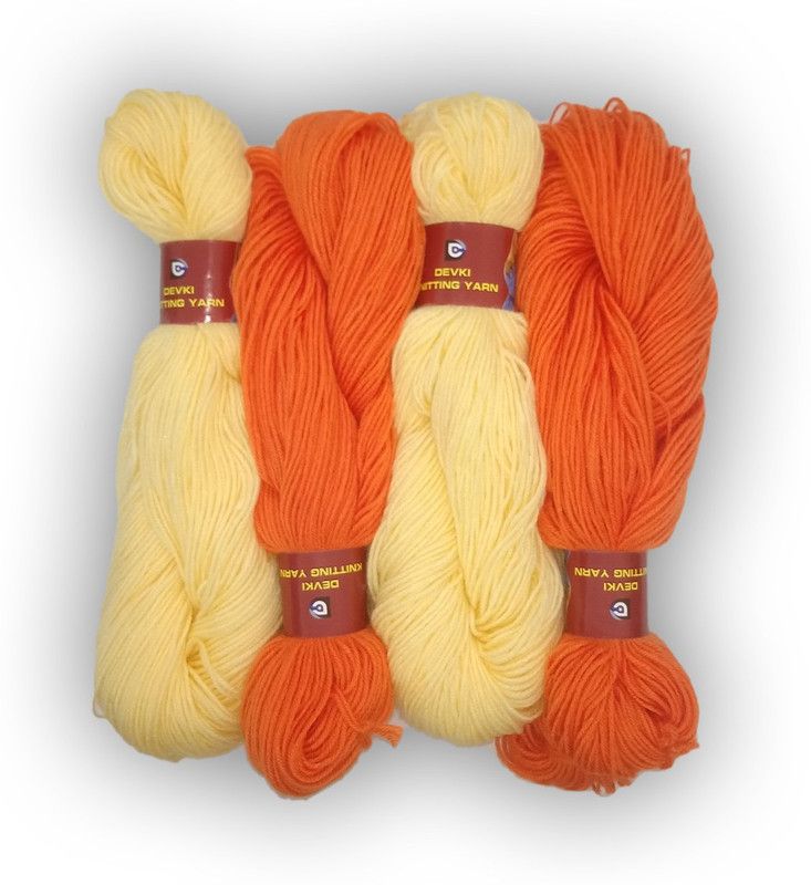 devki knitting yarn 100% ACRYLIC YARN. LEMON CHIFFON AND ORANGE COLOR MIX