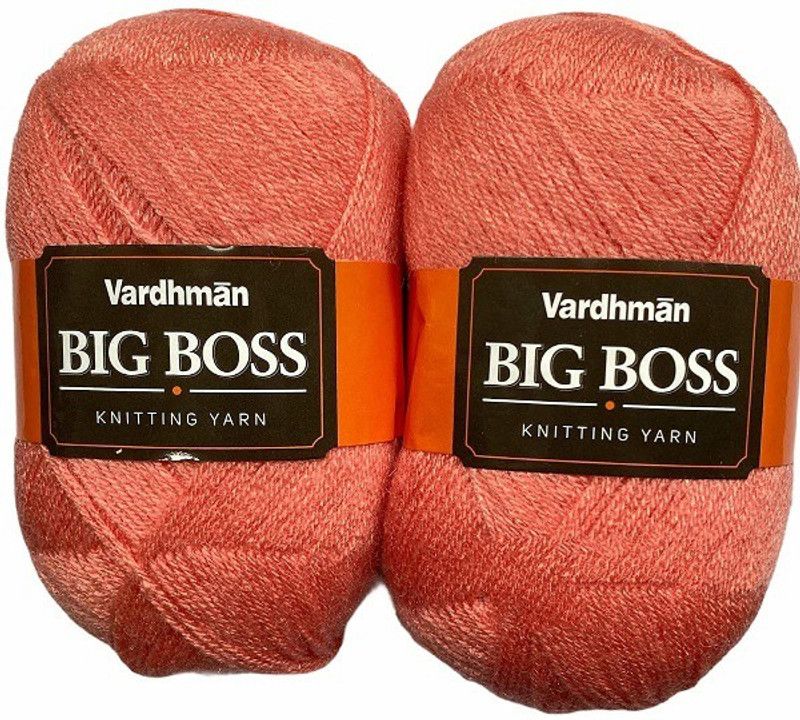JEFFY Vardhman BigBoss Wool Soft Fingering Hand Knitting Dyed Peach Wool Crochet Hook Yarn (400 g) Shade no.4