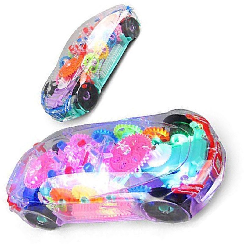 Toyvala 3D Flashing Led Light Music Transparent Concept Musical Bump & Go Transparent Concept 3D Super Car Toy, Car Toy for Kids with 360 Degree Rotation, Rotating Gear Simulation Mechanical Car, Sound & Light Toys for Kids Boys & Girls  (Multicolor)