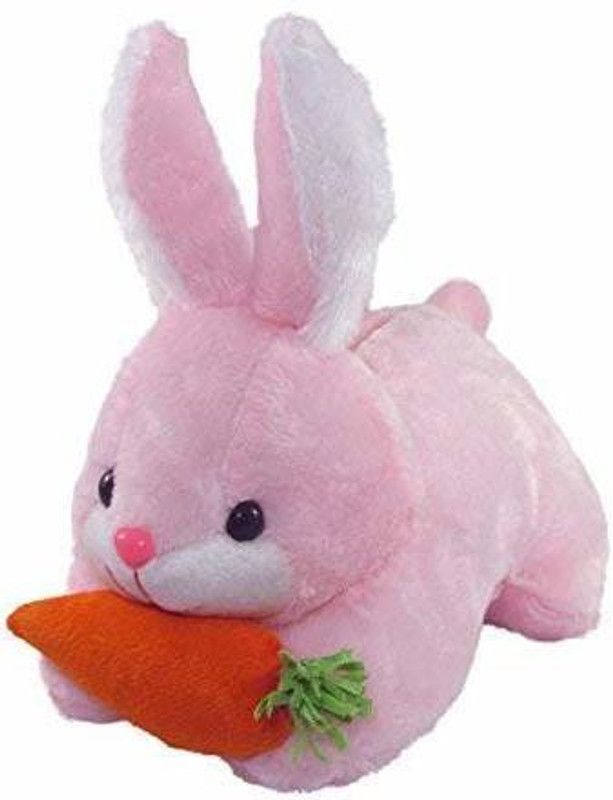 Liquortees Pink Soft Stuffed Rabbit with Carrot Toy for Kids - 28 cm  (Pink)
