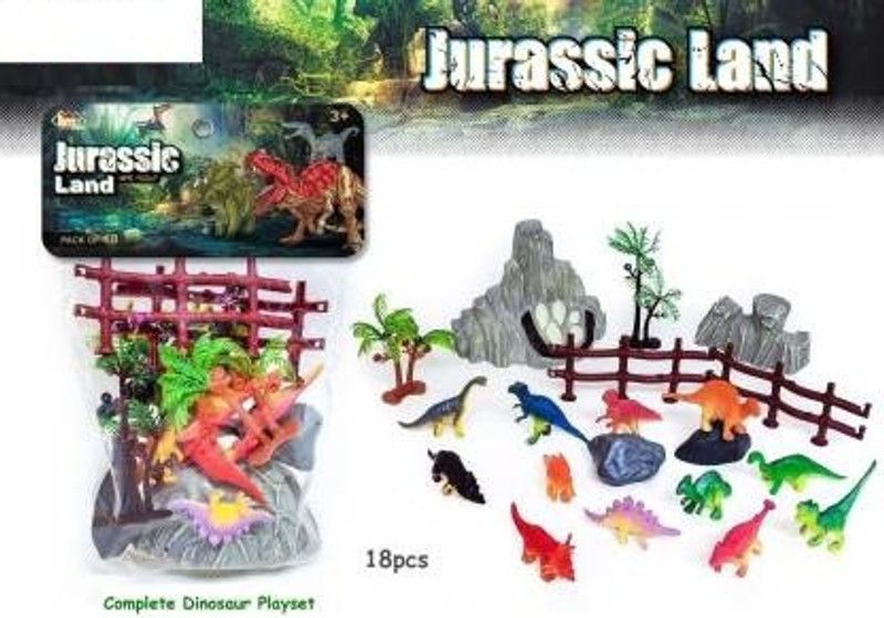 DhyeyCollection Amazing Realistic Look Dinosaurs Kingdom Figures Play Set Toy with Fence 18pcs Toy For Kids  (Multicolor)