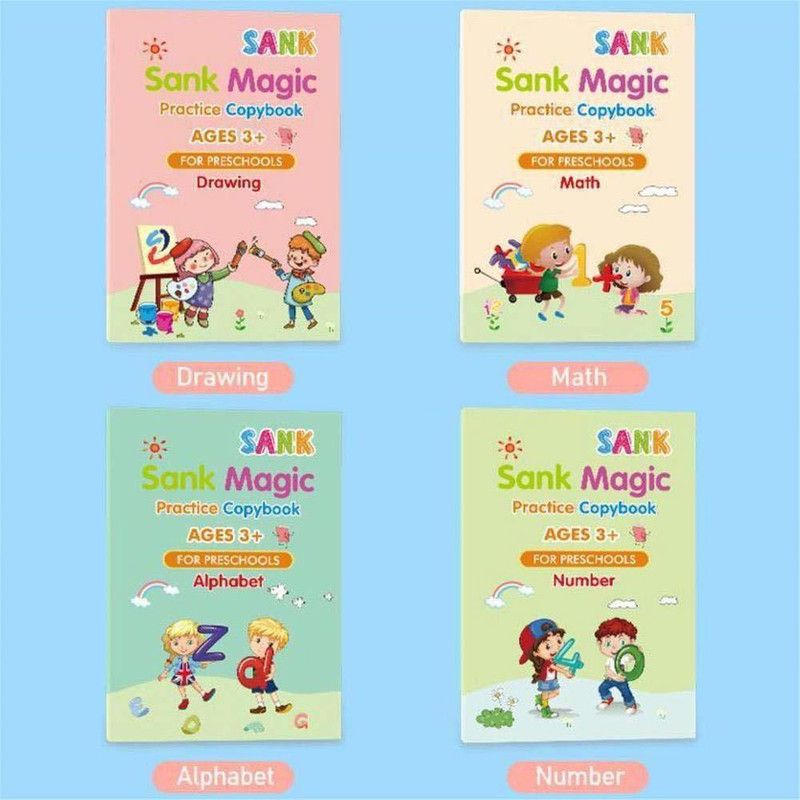 UKRAINEZ Magic Practice Copy Books Set of 4 Magic Writing & Drawing Books Kit  (Multicolor)