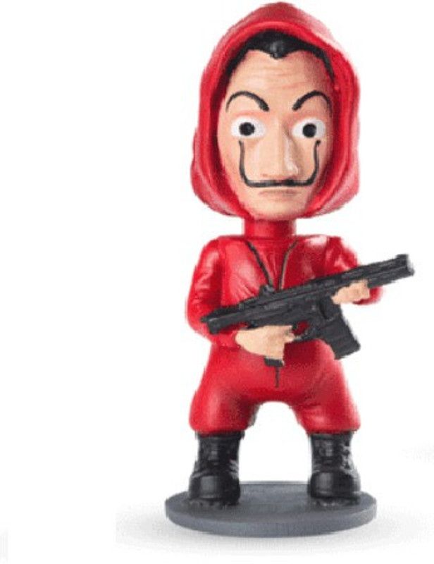 AweStuffs Bella Ciao Money Heist Car Decoration Bobblehead Action Figure  (Red)