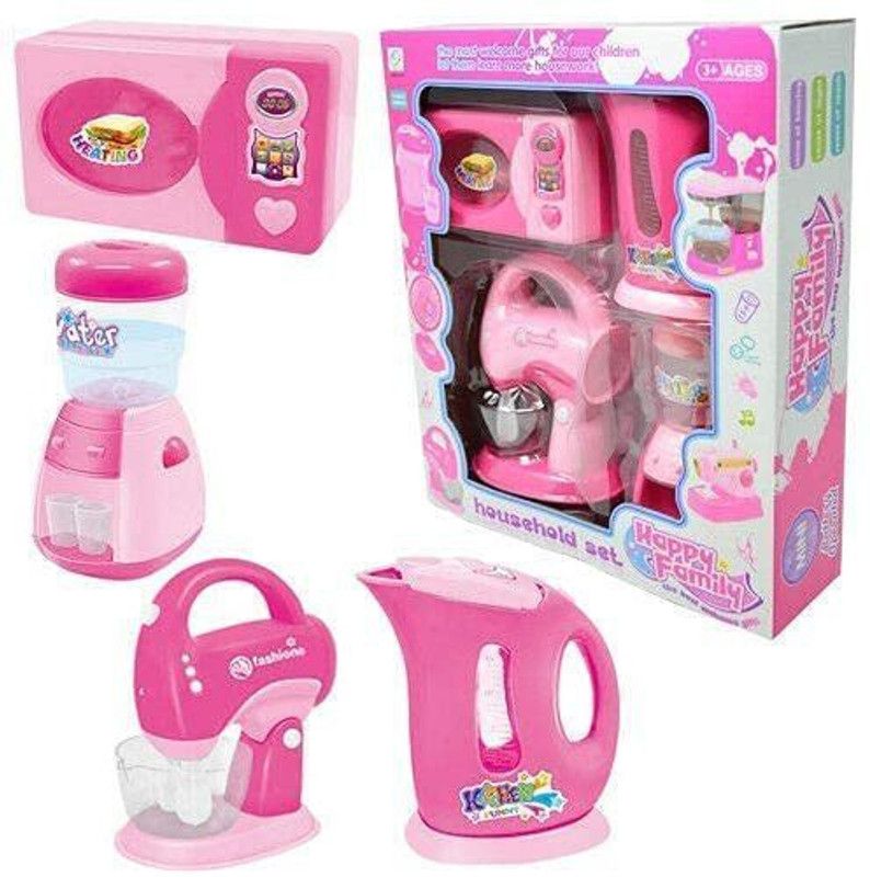 K D ENTERPRISE Kitchen Utility Household 4 in 1 appliances Battery Operated Play Set with Light & Sound for Kids- Multi Color