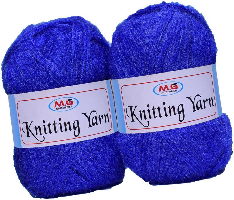 M.G Enterprise Knitting Wool Yarn, Soft Fancy Feather Wool Royal Blue 500 gm- Art-HFJ