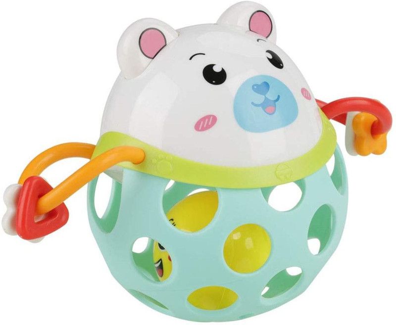 LODESTONE Flexible Attractive Non Toxic Jungle Animal Rattle and Teether Set for Babies Toddlers ( Sky Blue ) Rattle  (Blue)