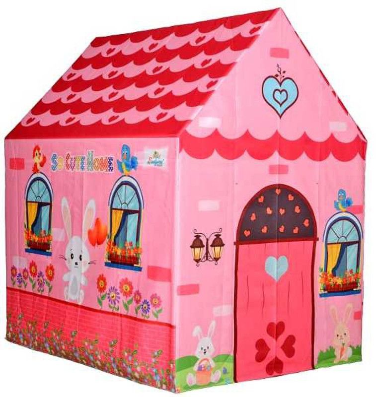 SANGANIENTERPRICE Jumbo Size Extremely Light Weight , Water Proof Kids Play Tent House for 10 Year Old Girls and Boys pink queen house (Multicolour)  (Multicolor)