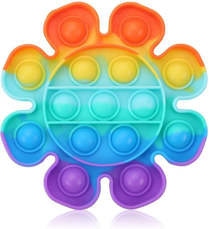 TEMSON Rainbow Pop Fidget Toy Push Pop Bubble Fidget Sensory Toy for Kids and Adults Fidget Popper Stress Reliever Sensory Fidget Poppers (Flower Rainbow)  (Multicolor)