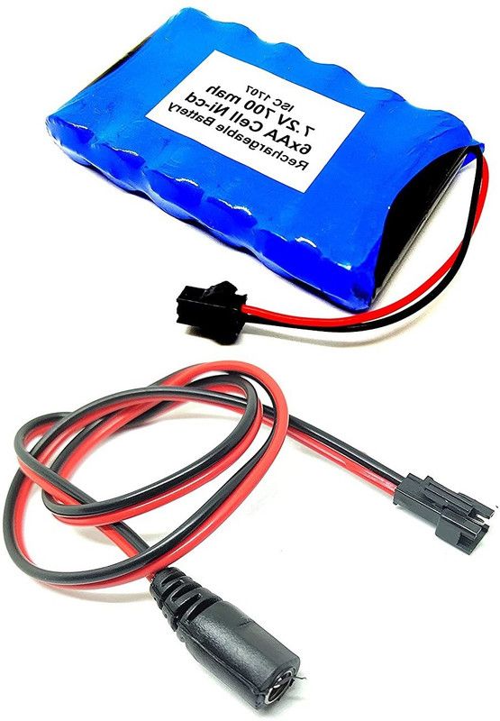 INVENTO 1Pcs 7.2V 700mAh Ni-cd Rechargeable 1.2V x 6 AA Cell Battery Pack with 5.5mm DC Female Jack Plug wire 500mm Long Automotive Electronic Hobby Kit