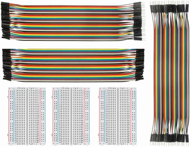 REES52 Breadboard Solderless with Jumper Cablesâ 3Pc 400 Pin Prototype PCB Board and 3Pc Dupont Jumper Wires (Male-Female, Female-Female, Male-Male) for Raspberry Pi and Arduino Interconnect Electronic Hobby Kit