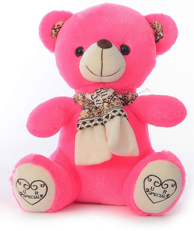 Dimpy Stuff Bear W/Scarf in Sitting 28Cm - 28 cm  (Hot Pink)