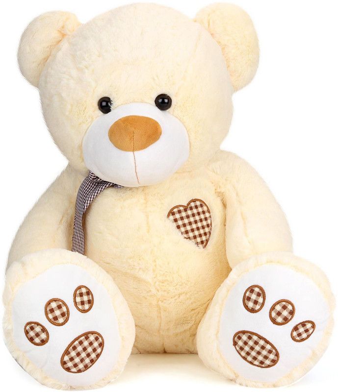 Starwalk Bear Plush Cream colour with Ribbon & Embriodery Heart 43 cm - 43 cm  (Multicolor)