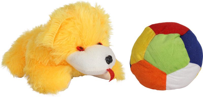 Queen's Choice Puppy Animal & Ball Plush Soft Fluffy and Cuddly Pet Dog Toy for Toddlers Baby - 6 cm  (Multicolor)