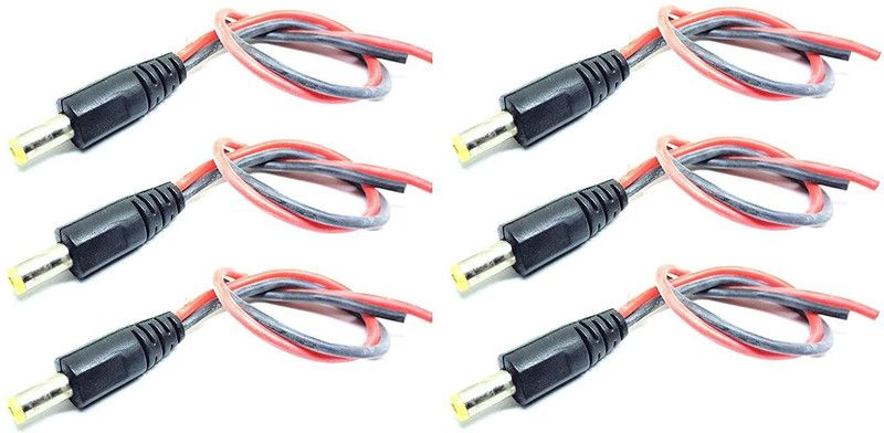 INVENTO 6Pcs Male DC Jack Plug 5.5mm x 2.1mm with 150mm 20 AWG silicone wire Automotive Electronic Hobby Kit