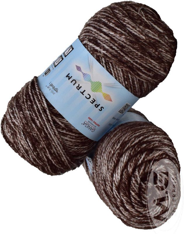 Simi Enterprise Spectrum Carbon Brown Mix (500 gm) Wool Ball Hand knitting wool / Art Craft soft fingering crochet hook yarn, needle knitting , With Needle.- P SM-QQ