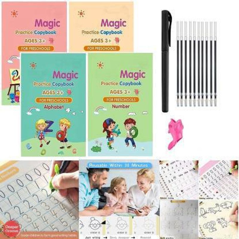 TNEMEC Reusable Magic Practice Copybook Set Number Tracing Book Number Tracing Book  (Multicolor)