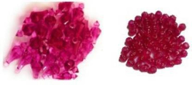 Swacraft Macrame CrystaL (Latkan)(50 Qty) and Round(Matka) (50 Qty) Beads-Dark Pink (latkan and Matki,Dark Pink,Total-100 Qty)