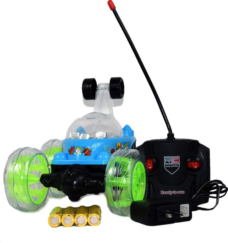 Gooyo Full Function Radio Control 360 Degree Rotating Stunt Car with Light, Music and Rechargeable Batteries  (Blue)