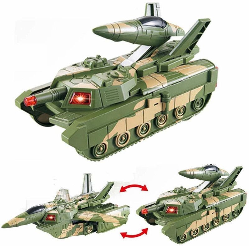 Tiny Miny Automatic Deformation 2 in 1 Battery Operated Tank and Jet Fighter Airplane Toy  (Multicolor)