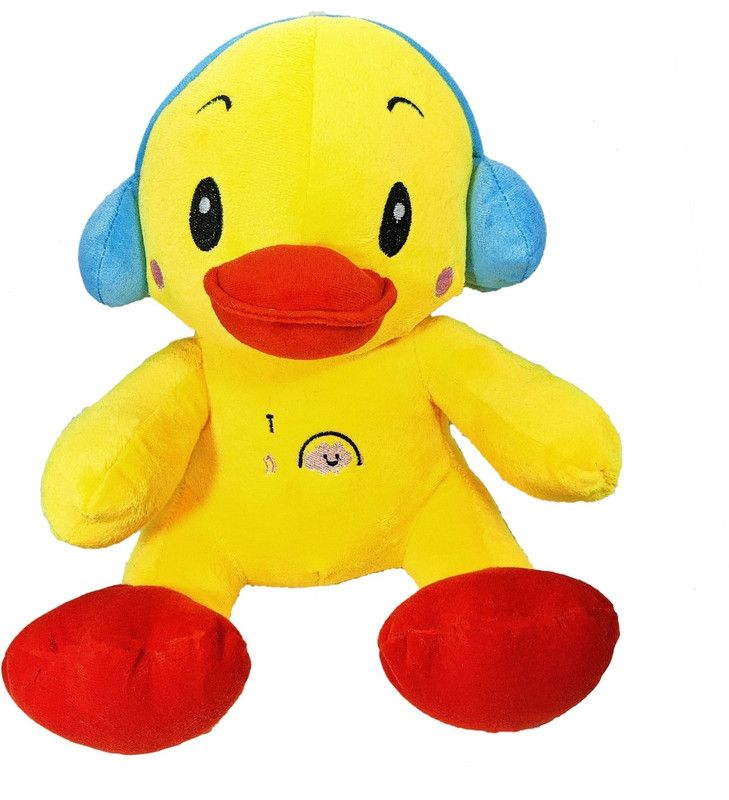 Toothless Musical duck teddy bear plush animal soft toys for baby and birthday gift - 28 cm  (Yellow)