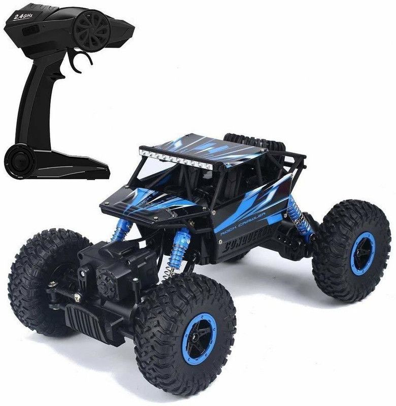 azhari Waterproof Remote Controlled Rock Crawler RC Monster Truck, 4 Wheel Drive, 1:18 Scale  (Blue)