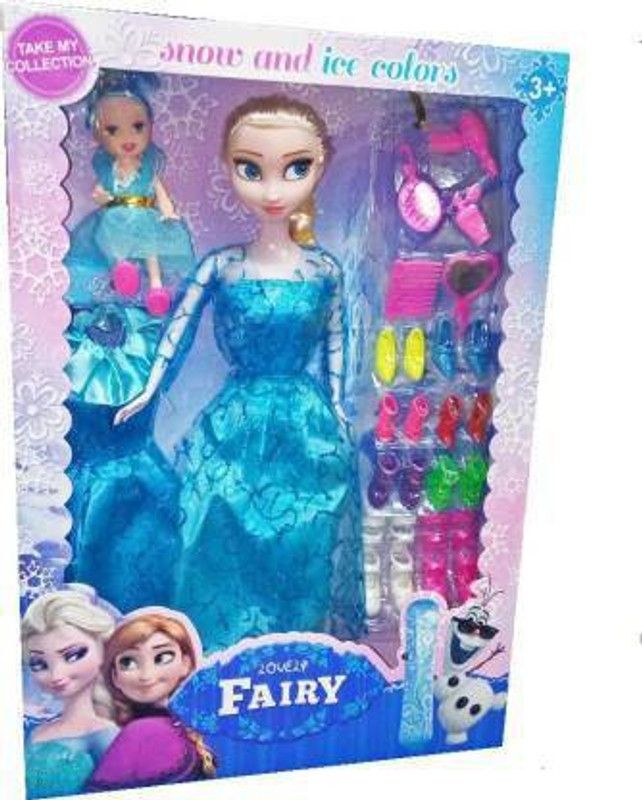 RISBAN BABY Princess Elsa Fashion Doll With baby doll & accessories for girls (Multicolor)  (Multicolor)