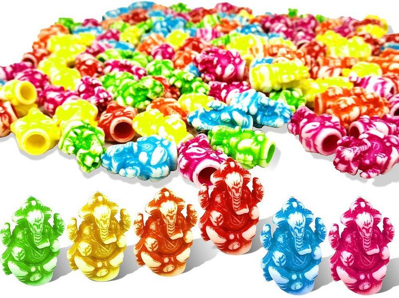 Airtick Pack of 200 Gram (70 Pcs Approx) Multicolor Lord Ganesha Bead Craft Material