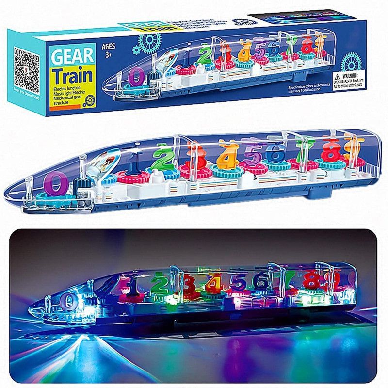 VAKRA Transparent Train with 3D Light and Music|Birthday Toy 2-5 Year Old Boy Girl  (Multicolor)