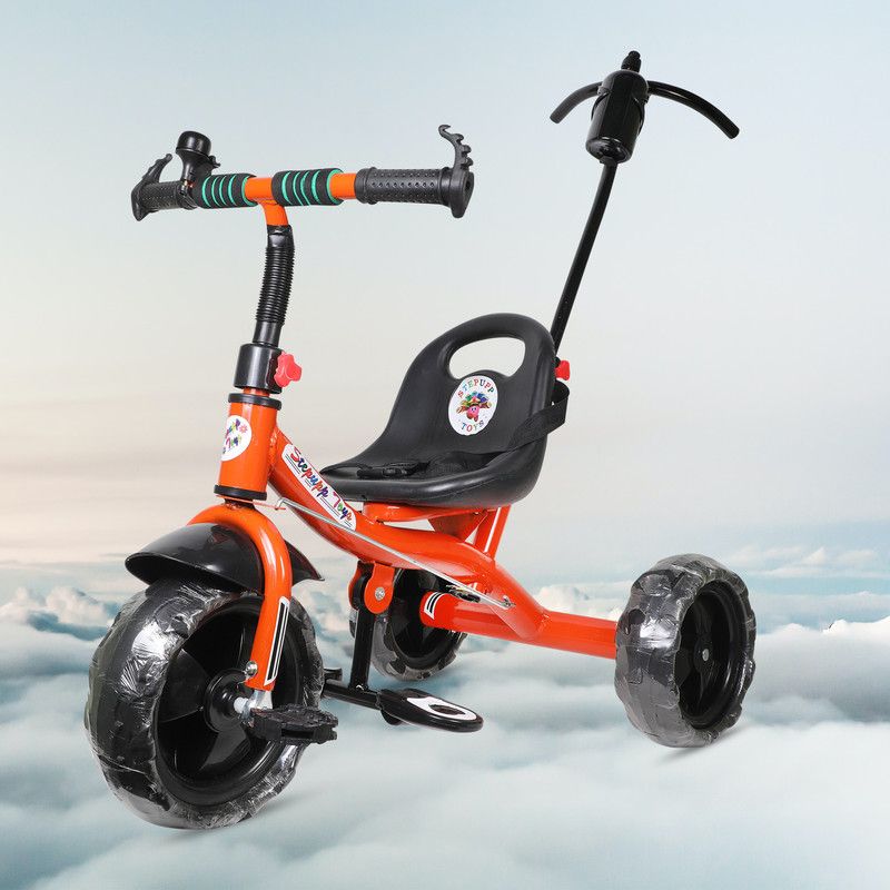 DIYANK DY ORANGE COLOR PARENT HANDLE FOR INFANTS-05 Tricycle  (Orange)