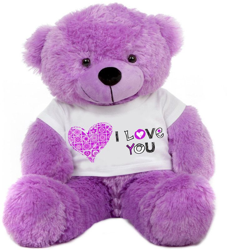 Grab A Deal Big Teddy Bear wearing a Beautiful I Love You T-shirt - 24 inch  (Purple)
