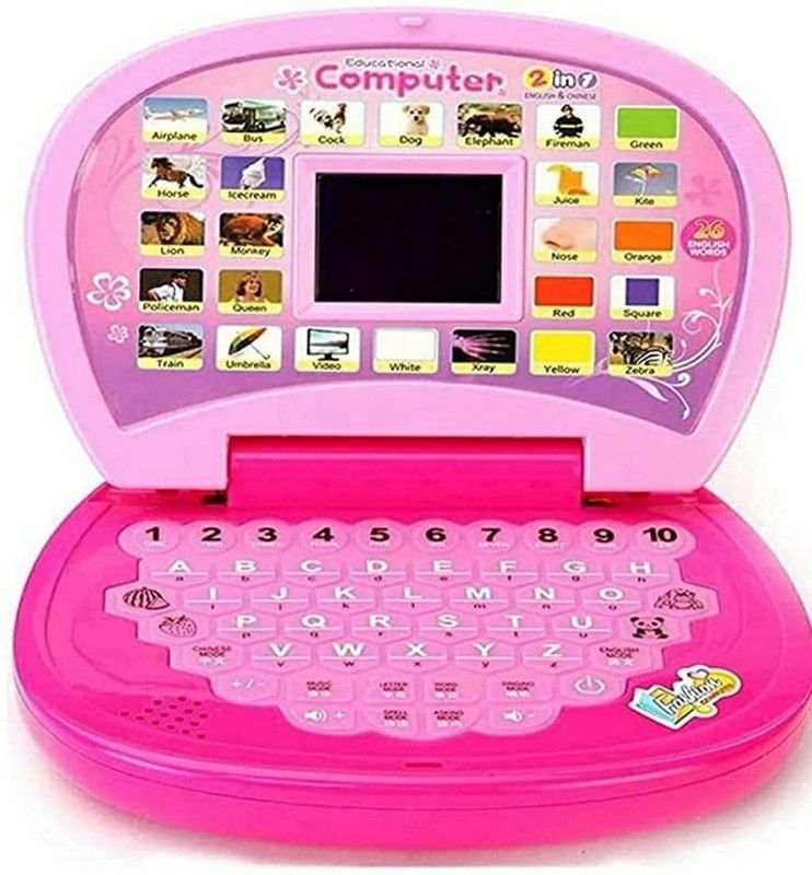 RCHENTERPRISE Educational Computer ABC and 123 Learning Kids Laptop with LED Display and Music (Pink Color)  (Pink)