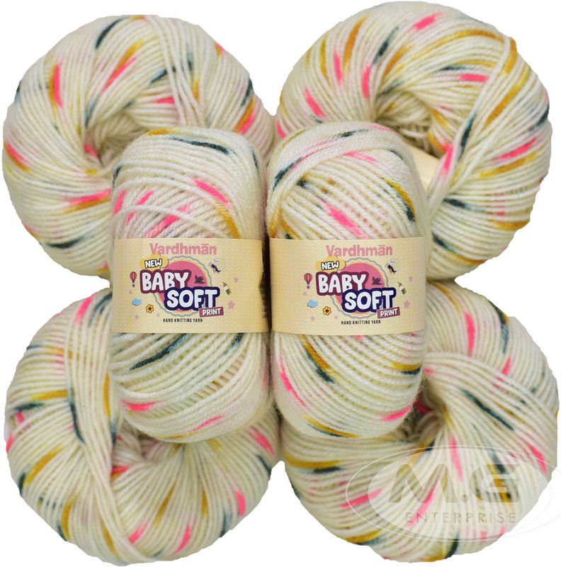 KNIT KING 100% Acrylic Wool Pink Cream (Pack of 16) Baby Soft Wool Ball Hand knitting wool / Art Craft soft fingering crochet hook yarn, needle knitting yarn thread dyed â€¦ -S
