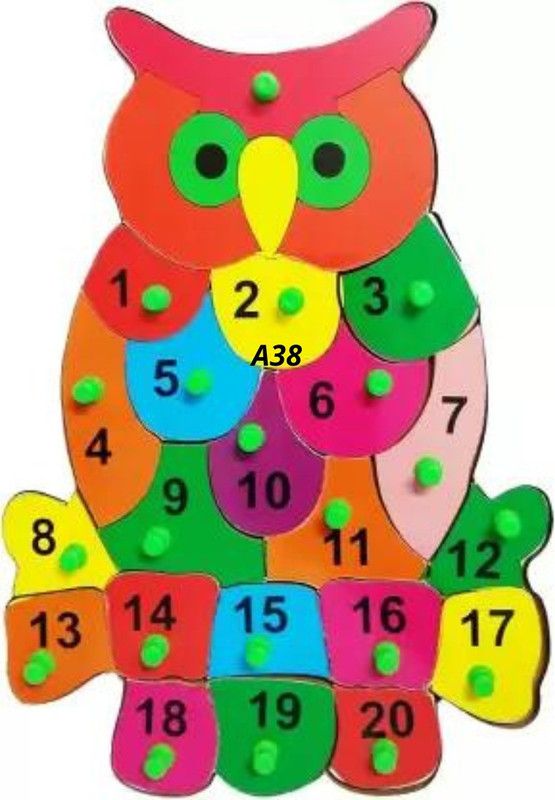 tryzens Wooden Owl Number Learning Puzzles Board for Kids38  (Multicolor)