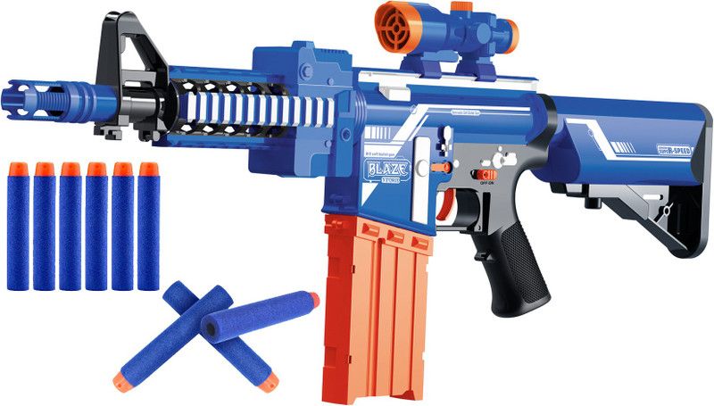 Toyshack Battery Operated Machine Gun Blaze Storm Gun with 20 Foam Bullets for Kids Guns & Darts  (Blue)