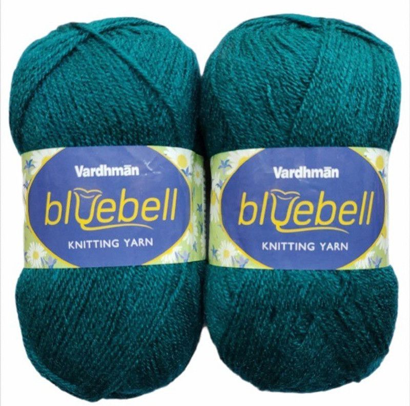 JEFFY Vardhman Bluebell 300 GM (1 Ball, 100 GM Each) Wool Ball Hand Knitting Wool/Art Craft Soft Fingering Crochet Hook Yarn, Needle Acrylic Knitting Yarn Thread Dyed Shade No-40
