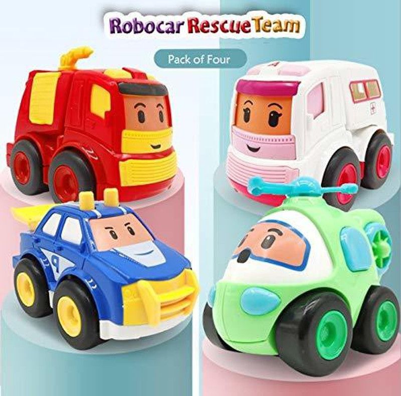 Pink & green ROBOCAR RESCUE TEAM  (Blue, Pack of: 4)