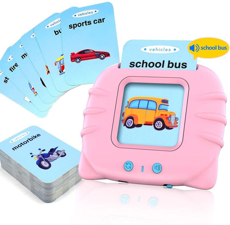 tommy toy Flash Cards for Kids Talking English Words Talking Flashcards 112card (pink)  (Pink)