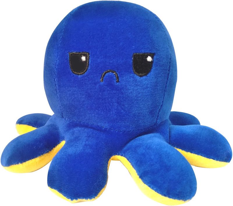 P I SOFT TOYS Cute Reversible octopus with bow - 8 inch  (Yellow)