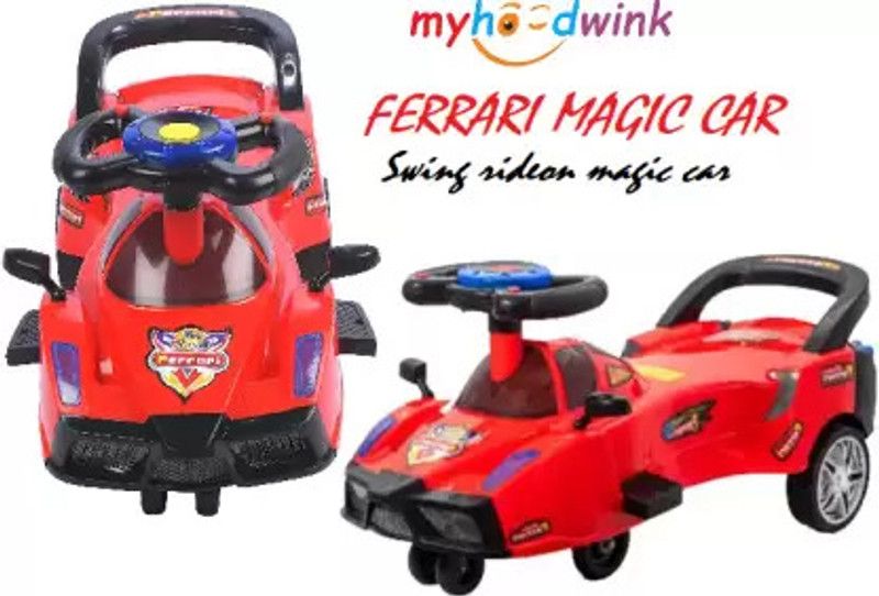 Myhoodwink SWING FERRARI MUSIC & LIGHT CAR FOR KIDS Rideons & Wagons Non Battery Operated Ride On  (Multicolor)