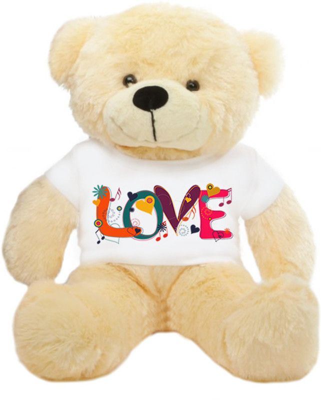 Grab A Deal Big Teddy Bear wearing a Beautiful Love Design T-shirt - 24 Inch  (Beige, Orange)