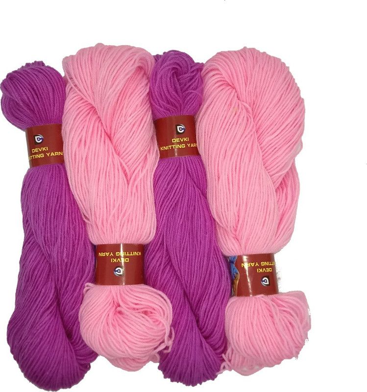devki knitting yarn 100% ACRYLIC YARN. LAVENDER AND BABY PINK COLOR