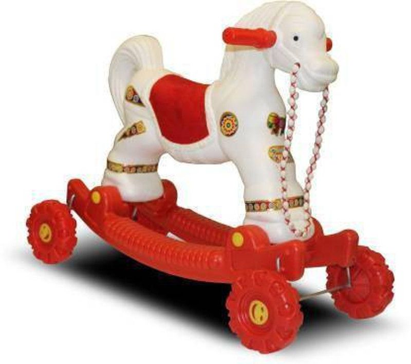 KIDS PRAM ZONE RED & WHITE HORSE  (Red, White)