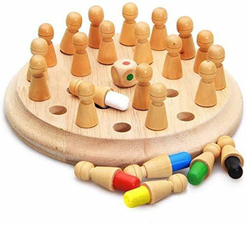 FRISTA DESIGN Wooden Memory Matchstick Chess Game, Multicolor Kids Intelligence Game, Learning Intellectual Toy Gift, Color Dart Board Board Game