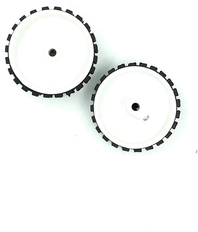 INVENTO 2pcs 70mm x 20mm Plastic Robotic Wheel Durable Rubber Tire Wheel 6mm Hole Automotive Electronic Hobby Kit