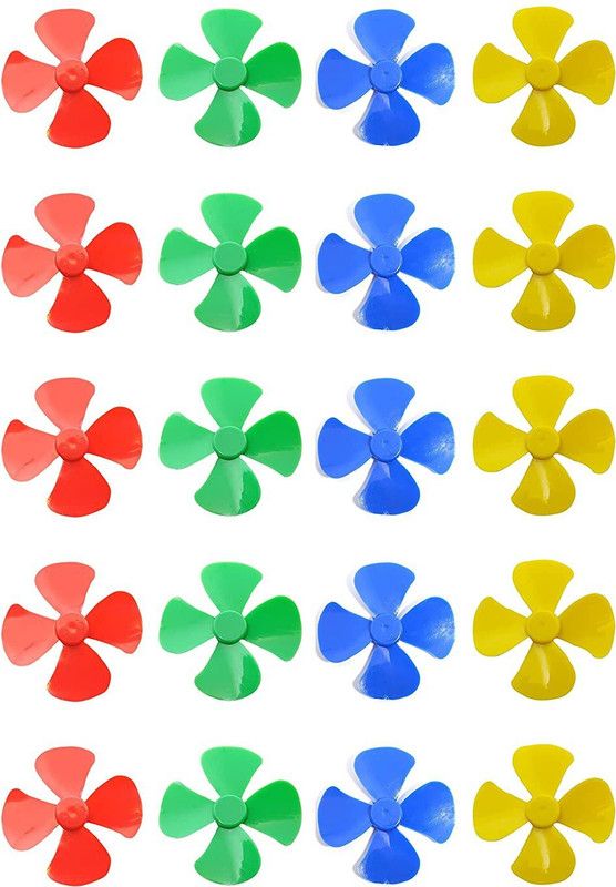 Grahikum Toy Motor Fan 4 Wing Fan Plastic Dc Motor Propeller Mini Fan Blade 4 Vanes Propeller for DIY Projects, Kids Project (Pack of 20) Electronic Components Electronic Hobby Kit