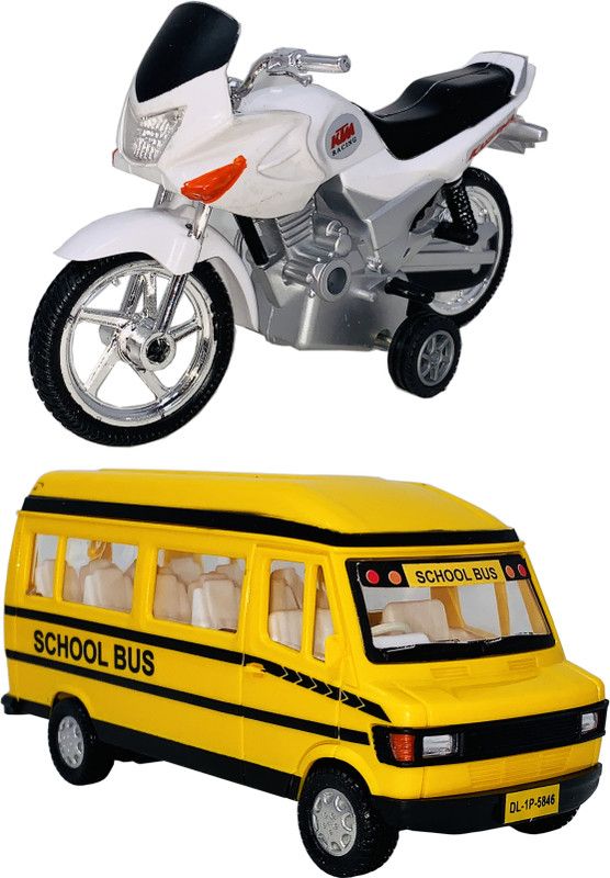 Giftbox 2 Small Size Plastic Made Indian Replica Indian Motorcycle Bike Toy + Indian Tourist Van Toys For Kids| Boys Playing Toys| Use As Showpieces(2 Combo Offer)  (White, Yellow, Pack of: 2)