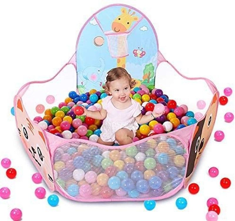 SABIRAT Large Size Foldable Teddy Activity Ball Pool With 50 Balls, Play Tent For Kids  (Multicolor)