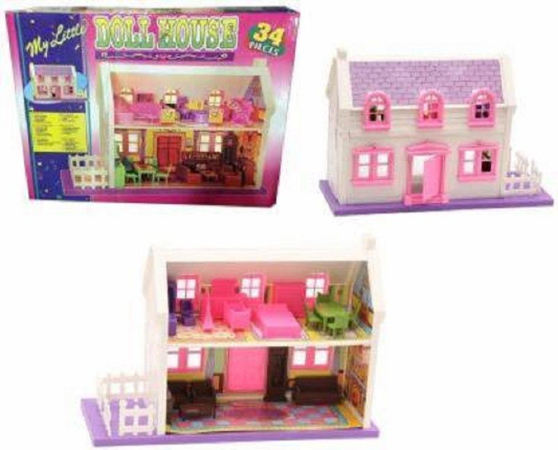 s yuvraj Plastic Deluxe Doll House Toy Set [ 34 Pieces ] Multi Color (Multicolor) (Multicolor)  (Multicolor)